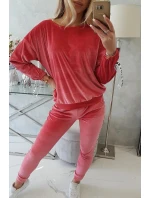 Velurová souprava Love raspberry