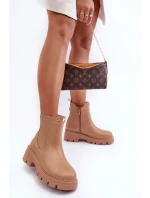 Dámské kožené botky se zdobením Bežové Lobb