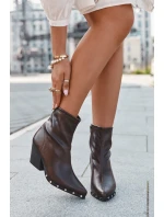 Dámské cowboy boty z eko kůže na sloupku hnědé Abrielle