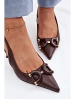 Dámské sandály na podpatku s ozdobným detailem Čokoládové Brienne