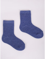 Yoclub Dívčí ponožky hladké se stříbrnou nití 3-pack SKA-0025G-1800 Navy Blue
