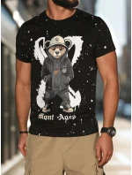 Pánské tričko s potiskem černé FashionStreet RX5655 Pánské tričko s potiskem černé FashionStreet RX5655