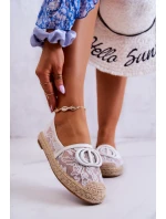 Dámské krajkové espadrilky s ozdobou Bíle Summer Dream
