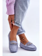 Dámské klasické semišové mokasíny modré Corinell