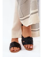 Ploché Dámské Pantofle S Proplétajícími Se Pásky Černé Selaenor
