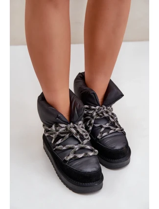 Semišové dámské sněhule s hrubým šněrováním D.Franklin DFSH375003 Černé Semišové dámské sněhule s hrubým šněrováním D.Franklin DFSH375003 Černé