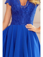 Dámské šaty s krajkovým výstřihem Numoco PATRICIA - modré