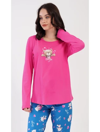Dámské pyžamo dlouhé Méďa I love you