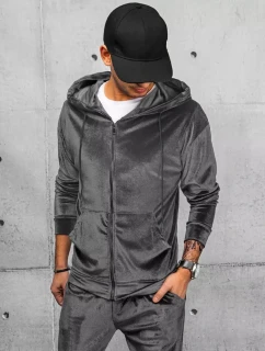 Pánská šedá velurová mikina FashionStreet BX5540