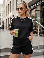 Dámský viskózový komplet s motýlem a šortkami černý FashionStreet AY1183