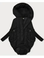 Černá dámská oversize bunda s úpletovými rukávy Way Mode (MY0580)