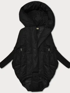 Černá dámská oversize bunda s úpletovými rukávy Way Mode (MY0580)