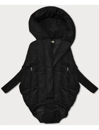 Černá dámská oversize bunda s úpletovými rukávy Way Mode (MY0580)