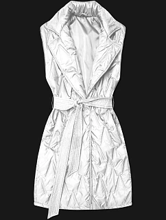 Pikowana kamizelka z paskiem Goodlookin biała (B8603-26)