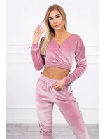 Velurová souprava s nápisem Queen dark powder pink Velurová souprava s nápisem Queen dark powder pink