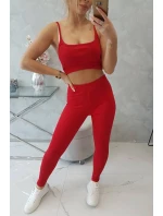 Souprava s halenkou s žebrováním červená Souprava s halenkou s žebrováním červená