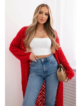 Svetr dlouhý kardigan Super KID Mohair červený Svetr dlouhý kardigan Super KID Mohair červený