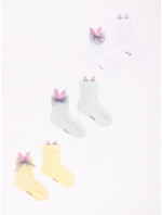 Yoclub Kotníkové ponožky bez vzoru lodiček - 3 balení SKC/3D-AP/3PAK/GIR/001 White