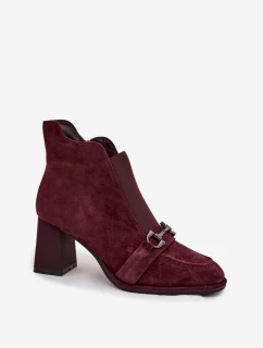 Dámské semišové botky na podpatku Artiker – bordó