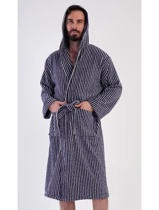 Pánský župan s kapucí Proužek