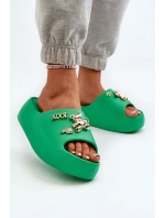 Dámské lehké pěnové žabky s ozdobami zelené Orchia