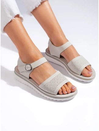 Praktické dámské sandály šedo-stříbrné platforma Praktické dámské sandály šedo-stříbrné platforma