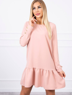Šaty s volánem pudrově růžové