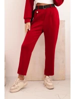 Dámská souprava máslová mikina s kapucí a kalhoty s páskem bordó