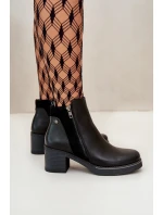 Dámské Botky Z Eko Kůže Na Podpatku Zateplené Černé Revianna