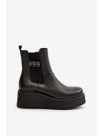 Zazoo 60498 Dámské Botky Chelsea Na Platformě A Klínu Černé