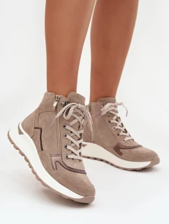 Dámské sportovní kotníkové boty na platformě z přírodního semiše Zazoo Z1239 béžové