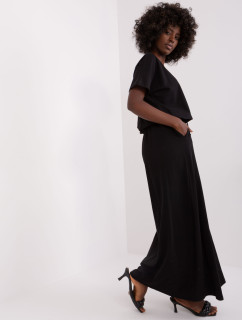 Černé basic maxi šaty s krátkým rukávem