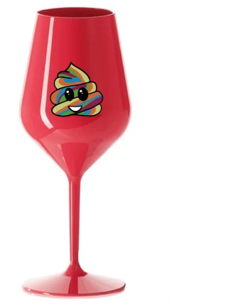 DUHOVÉ VESELÉ EE - červený nerozbitný pohár na víno 470 ml