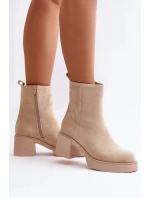 Dámské kotníkové boty na podpatku YK39P model 201542 Světle béžová - Seastar Dámské kotníkové boty na podpatku YK39P model 201542 Světle béžová - Seastar