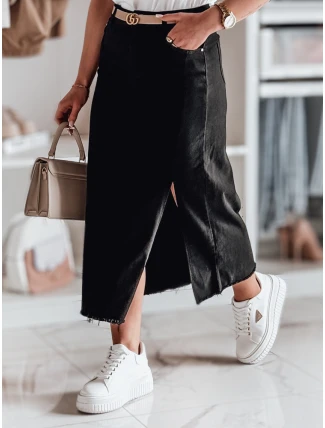 Midi džínová sukně s rozparkem MIDILEXU modrá FashionStreet CY0488