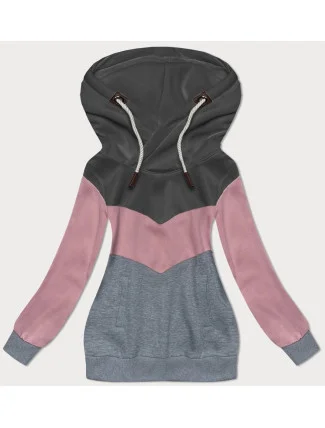 Grafitovo-růžovo-šedá hrubší trojbarevná dámská mikina (2303) Grafitovo-růžovo-šedá hrubší trojbarevná dámská mikina (2303)