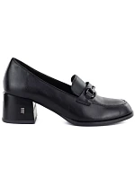 Dámské kožené boty na podpatku lord black Vinceza 18116