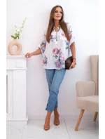 Dámská bavlněná halenka s květinovým vzorem bílý