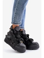 Kožené Dámské Sneakersy Na Masivní Platformě CheBello 4561 Černé