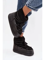 Dámské sněhule s beránkovým kožíškem typu vázané Černé Belira