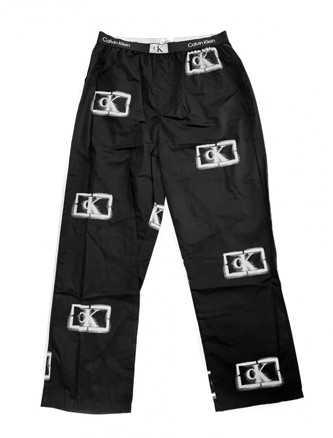 Pánské kalhoty na spaní NM2390E B88 černá s potiskem - Calvin Klein