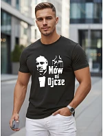 Pánské klasické bavlněné tričko s potiskem černé FashionStreet NX5145R Pánské klasické bavlněné tričko s potiskem černé FashionStreet NX5145R
