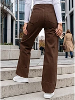 Dámské džíny s širokými nohavicemi a vysokým pasem, hnědé, FashionStreet UY3091 Dámské džíny s širokými nohavicemi a vysokým pasem, hnědé, FashionStreet UY3091