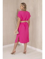 Šaty s ozdobným páskem růžové