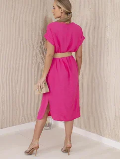 Šaty s ozdobným páskem růžové