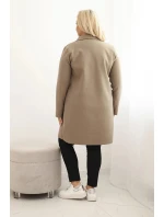 Dámský elegantní kabát Plus Size s límcem a velkými kapsami fango