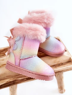 Dětské Teplé Sněhule Semišové s Mašlemi Vícebarevne Funky