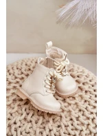 Zateplené dětské boty s medvídkem na zip béžové Enchanta