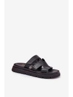 Dámské Pantofle Z Přírodní Kůže Na Platformě Zazoo 40440 Černé