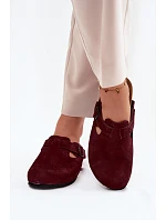 Kožené semišové mules s přezkou Zazoo 1905 tmavě fialové